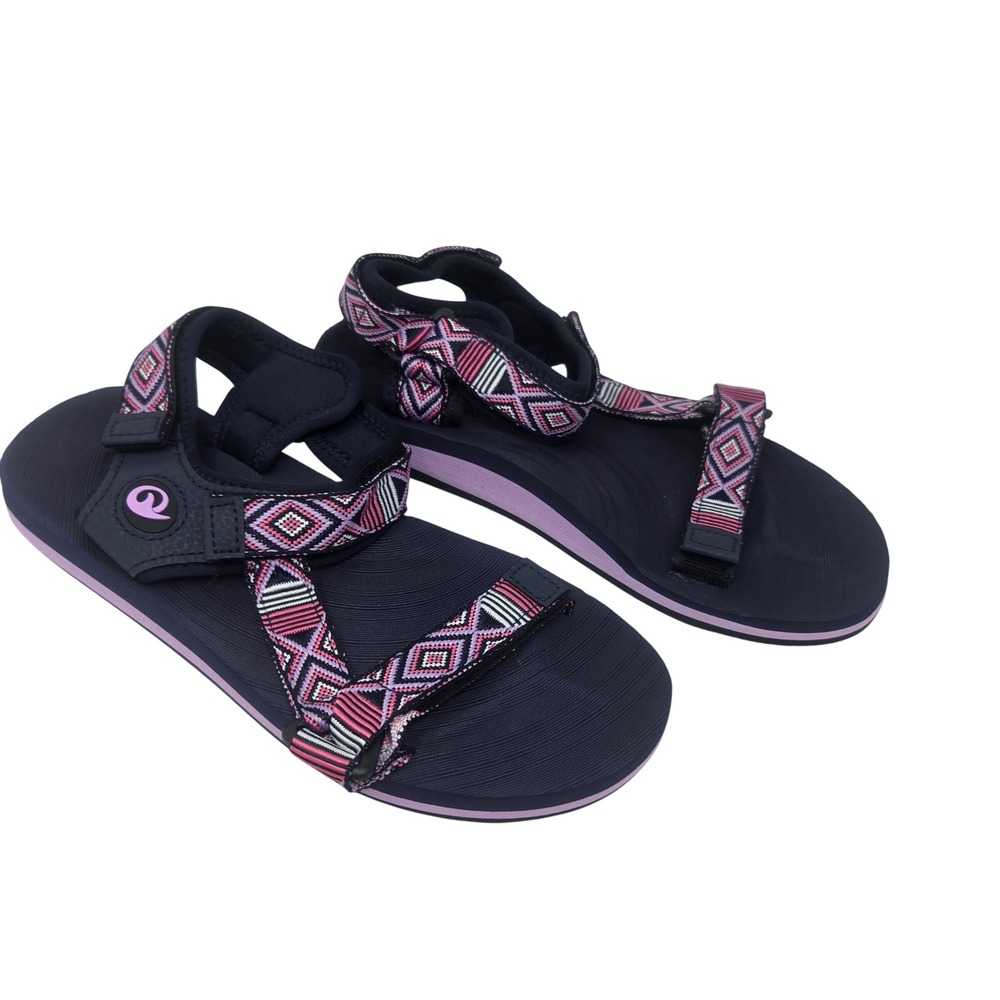Walking Sandals Women 37 Navy Pink Geometric Strap Sporty Boho X00 NWT